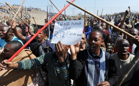 Protesta minera en Sudáfrica